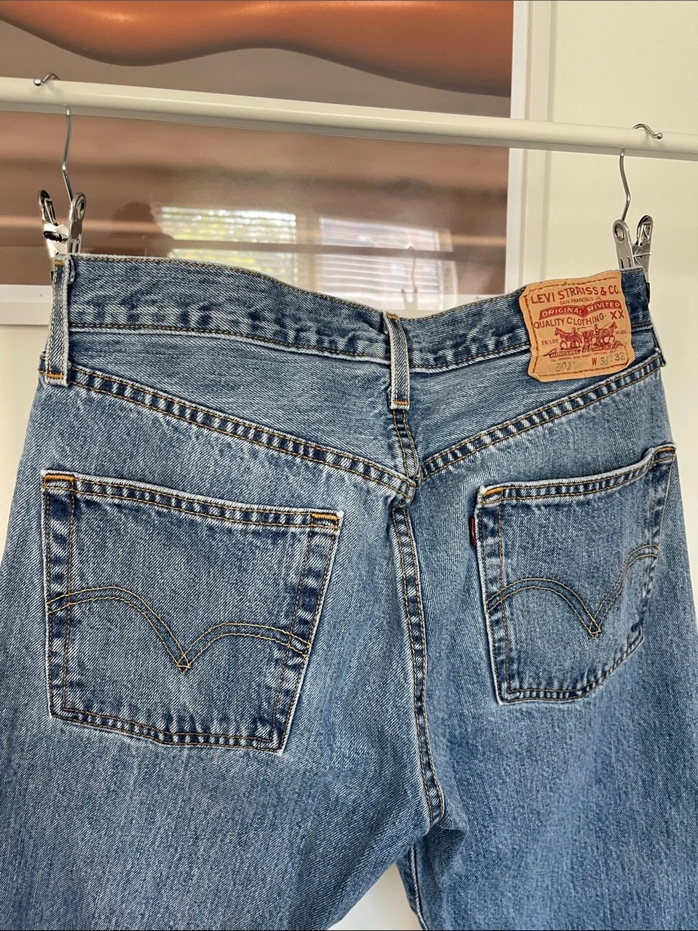 Levi's Blue Button-Fly Straight Jeans